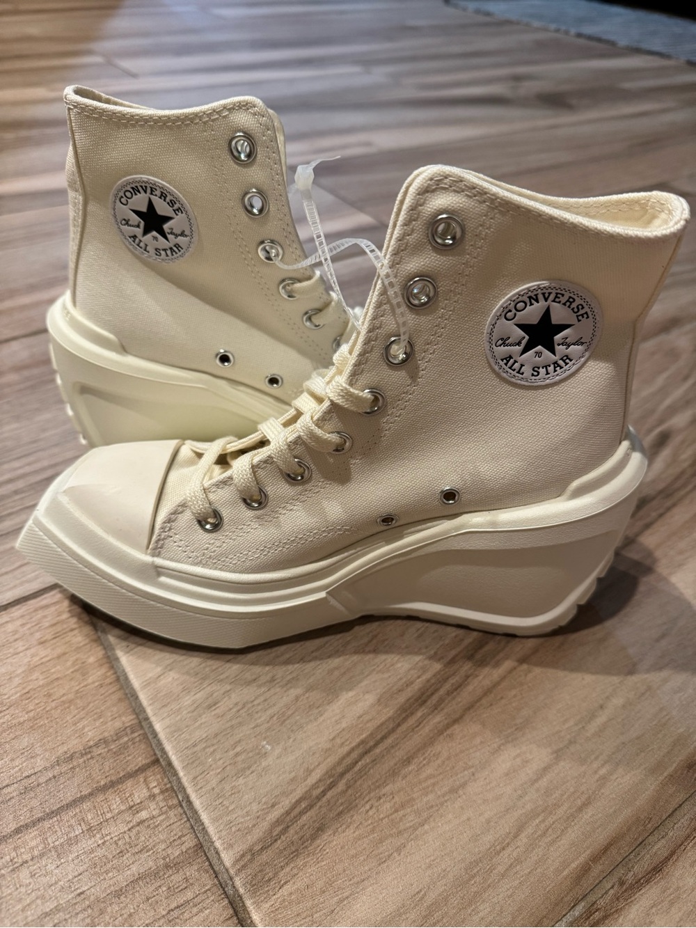 Converse Chuck 70 De Luxe Wedge Hi Platform Lace-Up Canvas Egret Size US 6 Women
